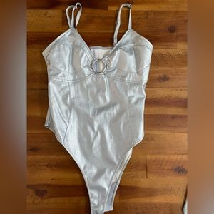 Forever 21 Silver Metallic Bodysuit Size Medium